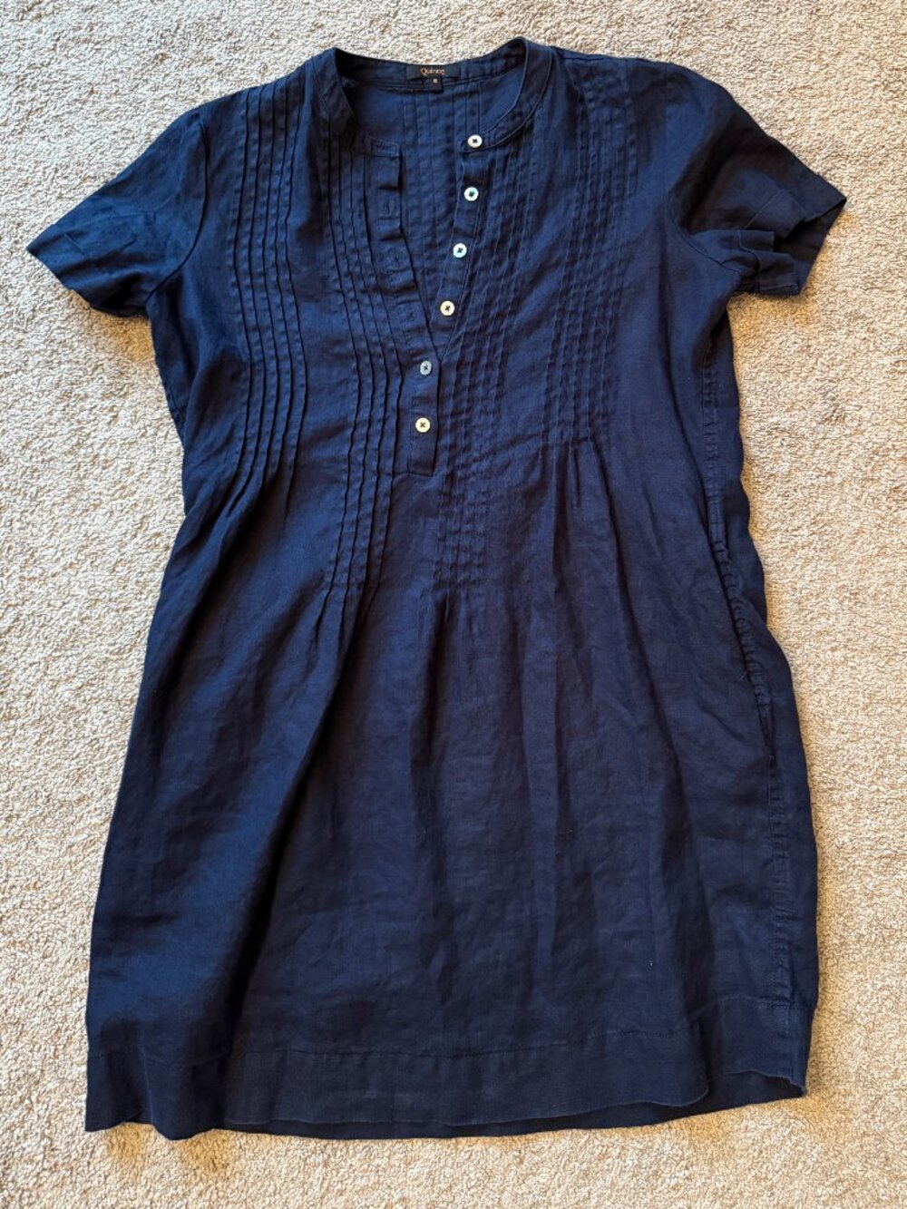 Quince 100% European Linen Short Sleeve Swing Dress